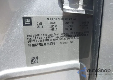 2010 Buick Lacrosse Cxl from USA, damaged, VIN 1G4GC5EG2AF293905